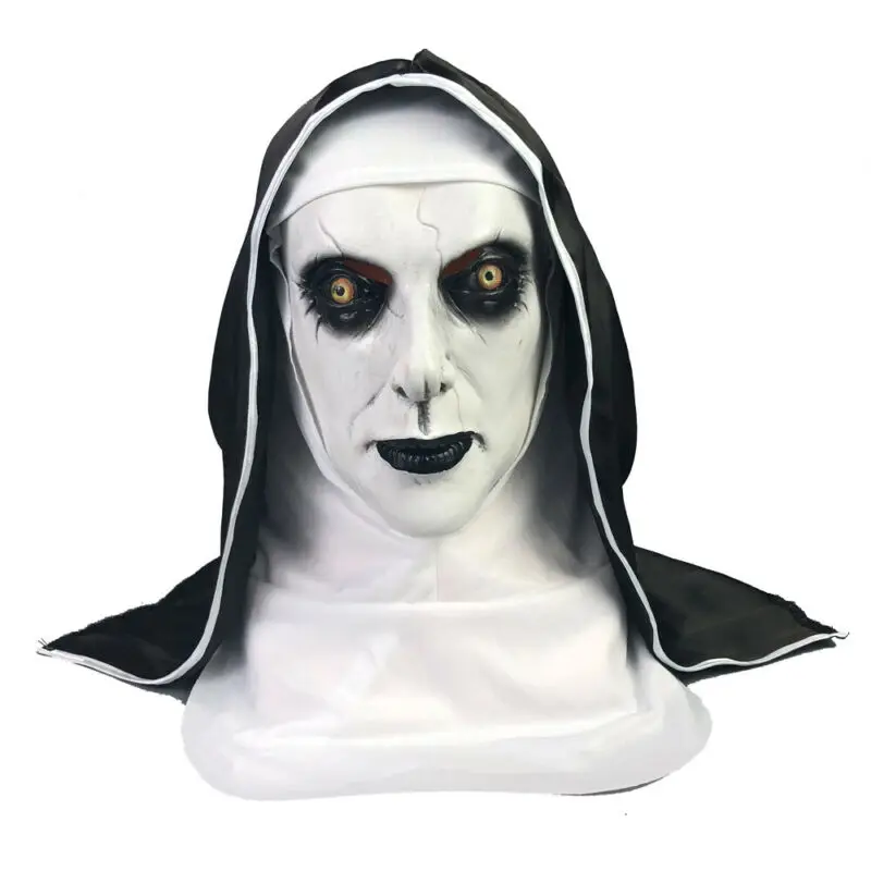 Halloween Party The Nun Horror Mask Cosplay Valak Scary Latex Masks with Headscarf
