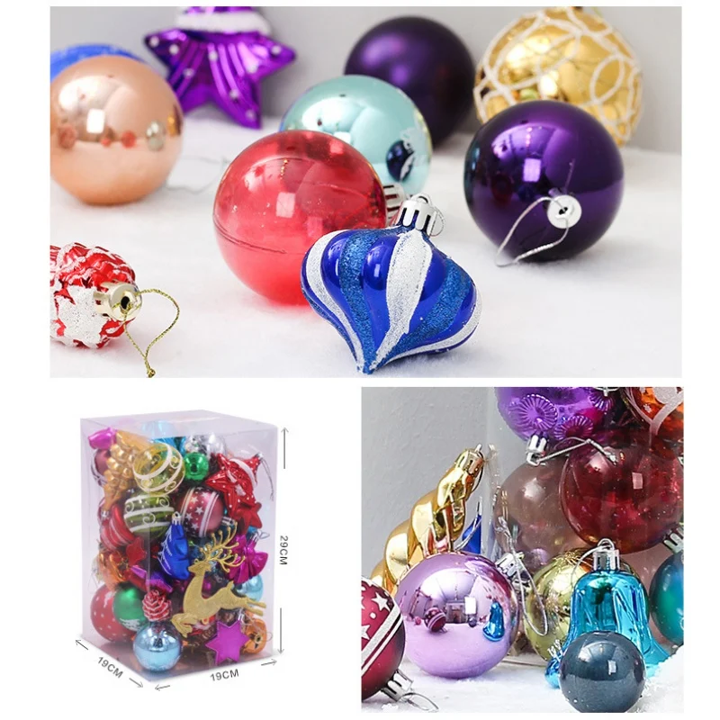 

60Pcs Christmas Tree Decor Ball Ornaments Shatterproof Xmas Tree Pendants Holiday Party Home New Year Decorations Ball
