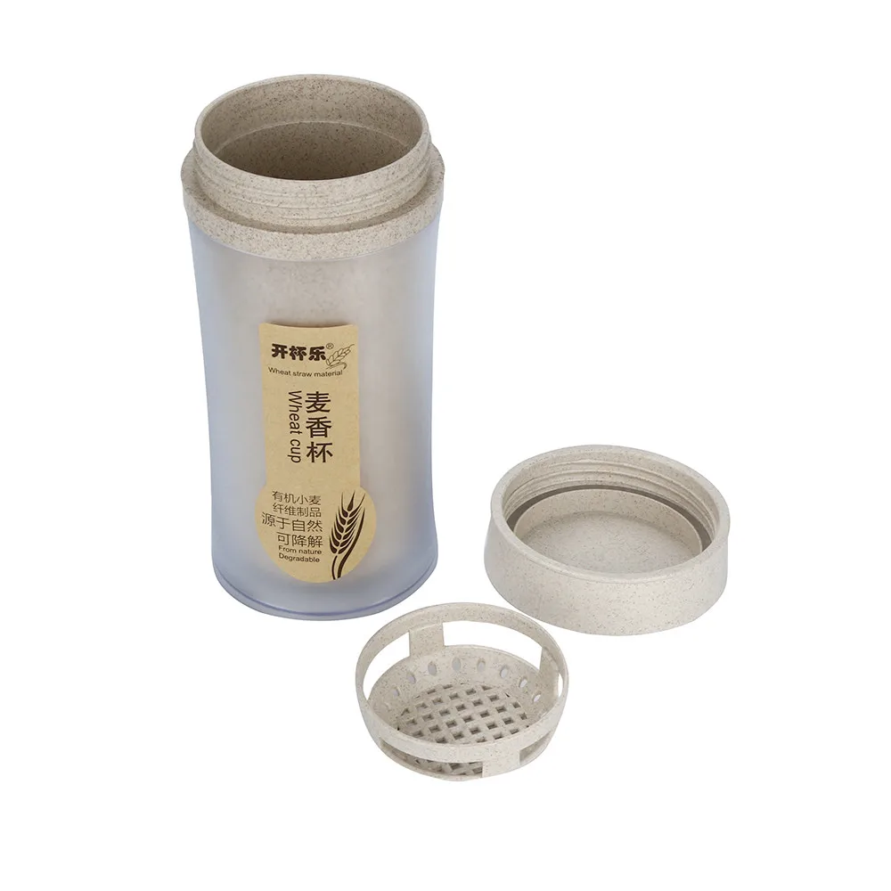 Natuur Tarwe Stro Draagbare Fles вода Drinken контейнер чашка МОК Спорт Фитнес протеиновый шейкер молочный шейкер Fles Met крышка чашки