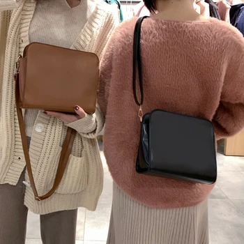

Small Leather Crossbody Bag for Women Messenger Shoulder Bag Ladies Handbag Solid Cover Belt Strap Flap Envelope Bags Designer