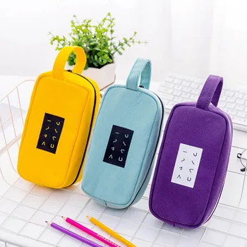 

Portable Canvas School Pencil Case Boys Girls Pen Bag Pencilcase Student Cute Stationery Box 4 Colors