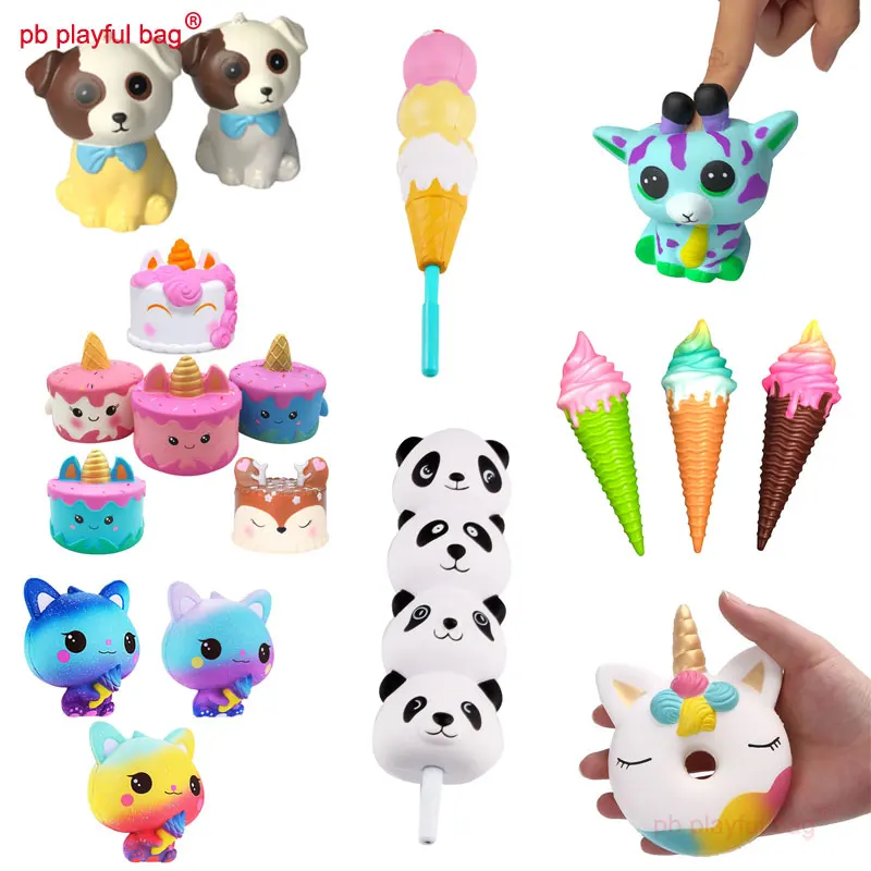 

PB Playful Bag Cartoon decompression toy Squishy Slow Rising Squeeze dog cat cotton candy PU material Children's gifts ZG48