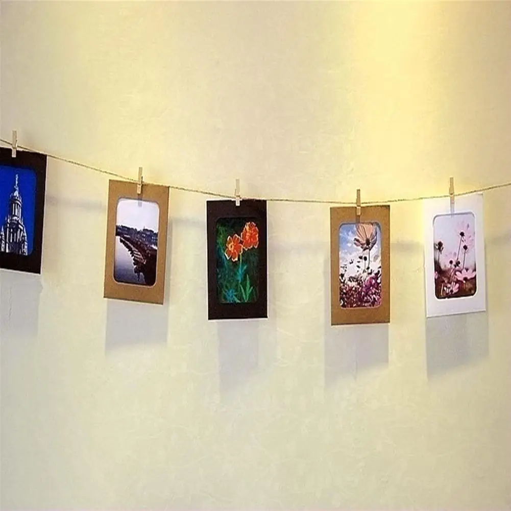 10 шт. DIY крафт-бумага фоторамка 5-7 дюймов Висячие настенные картины в рамках Трехцветная Настенная картина крафт фото подвесная рама альбом