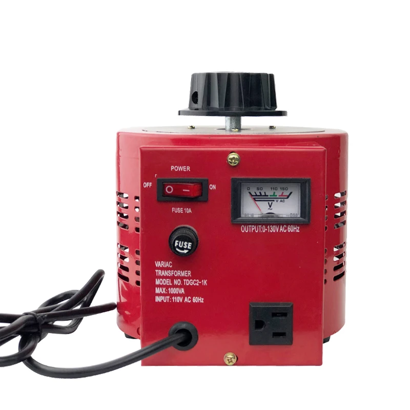 

TDGC2 Type 500VA1000VA 2000VASingle Phase Manual Variac Transformer Contact Voltage Regulator Input 110v Output 0-130VAC 50/60Hz