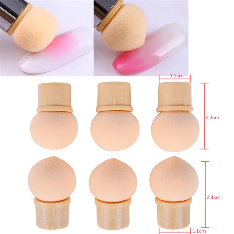 

Transfer Dotting Brush Replace Sponge Heads Manicure Nail Art Tool 6pcs Round Cusp Heads Gradient Gradual Blooming Design