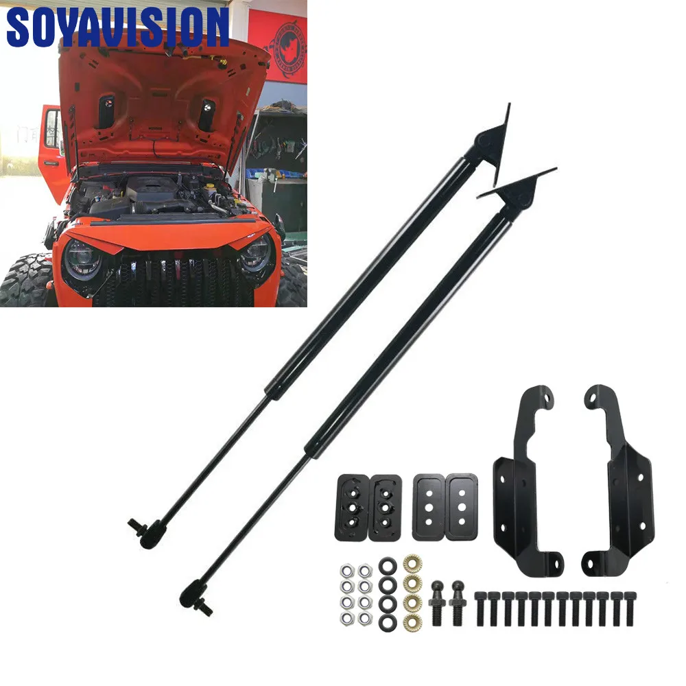

For Jeep Wrangler JL 2018- Support Hydraulic Rod Strut Bars Bracket Hood Front Engine Cover Supporting Black