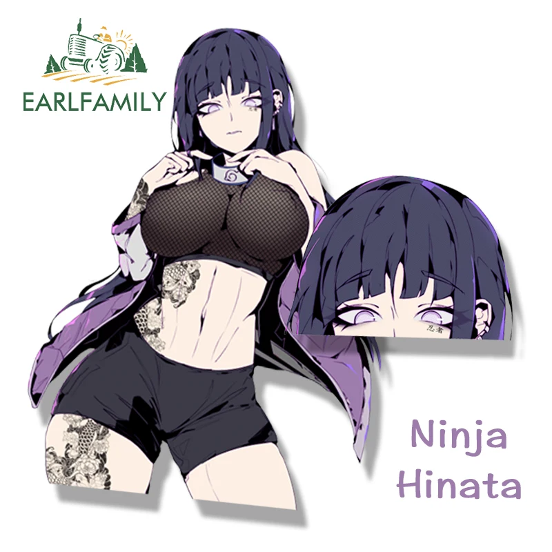 EARLFAMILY Tattoo Ninja Hinata Fanart Car Sticker Anime Sketch Art Hyuuga Decal JDM Cartoon Peeker Graffiti Stickers | Автомобили и