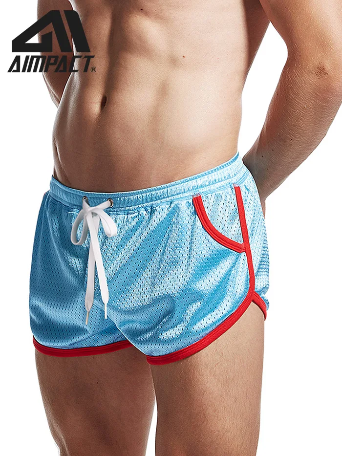 aimpact athletic polegada workout gym booty calções de banho sexy para homem maratona correndo pijamas