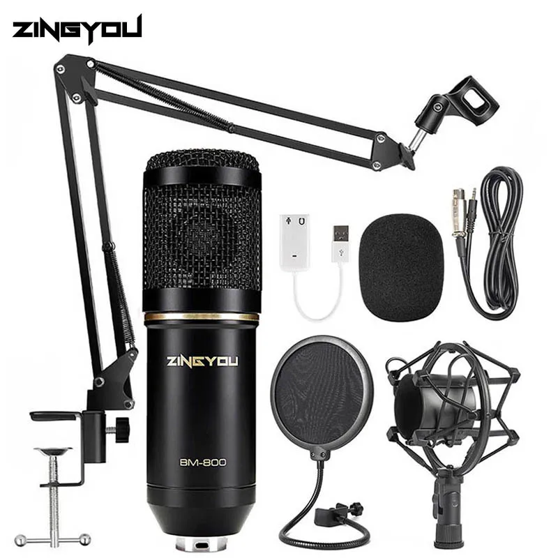 

ZINGYOU BM 800 Studio Microphone Multifunctional Wired Cardioid Mic For Sound Recording Professional Condenser bm800 Microphone
