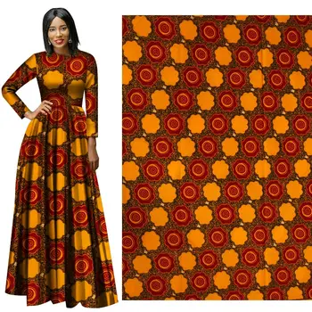

yellow round ring Fall and Winter 2019 New Full Polyester Plain Printed Cloth 112-114 Width african wax cotton fabric tecido