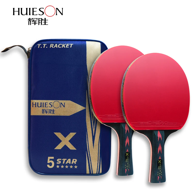 

Huieson 2Pcs Upgraded 5 Star Carbon Table Tennis Racket Set Lightweight Powerful Ping Pong Paddle Bat with Good Control