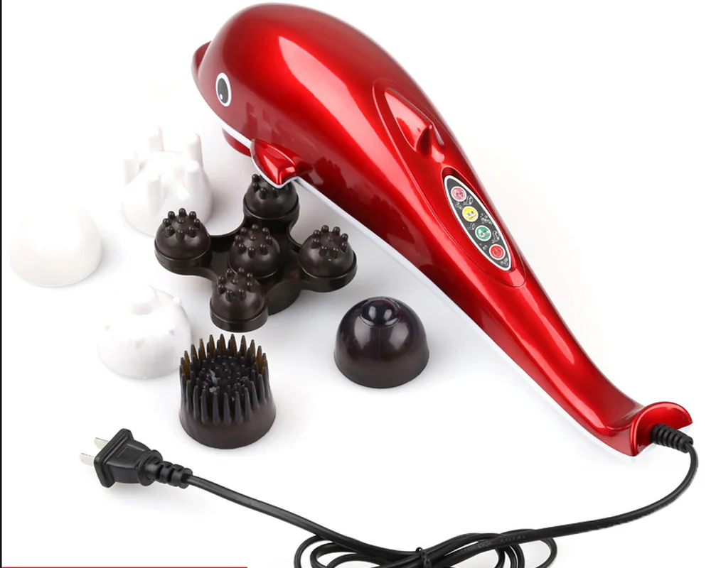 Electric Dolphin Massager Neck Back Massage Hammer Vibration Infrared Stick Roller Cervical Body | Красота и здоровье