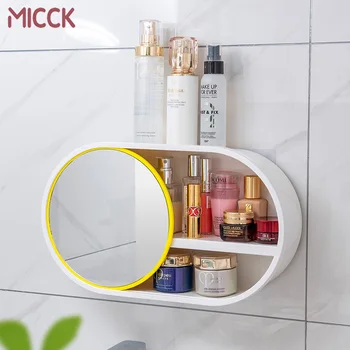 

MICCK Storage Case Makeup Case Hooks On The Wall with mirror For Bathroom Toilet Toiletries Supplies Cosmetic Storage Organizer
