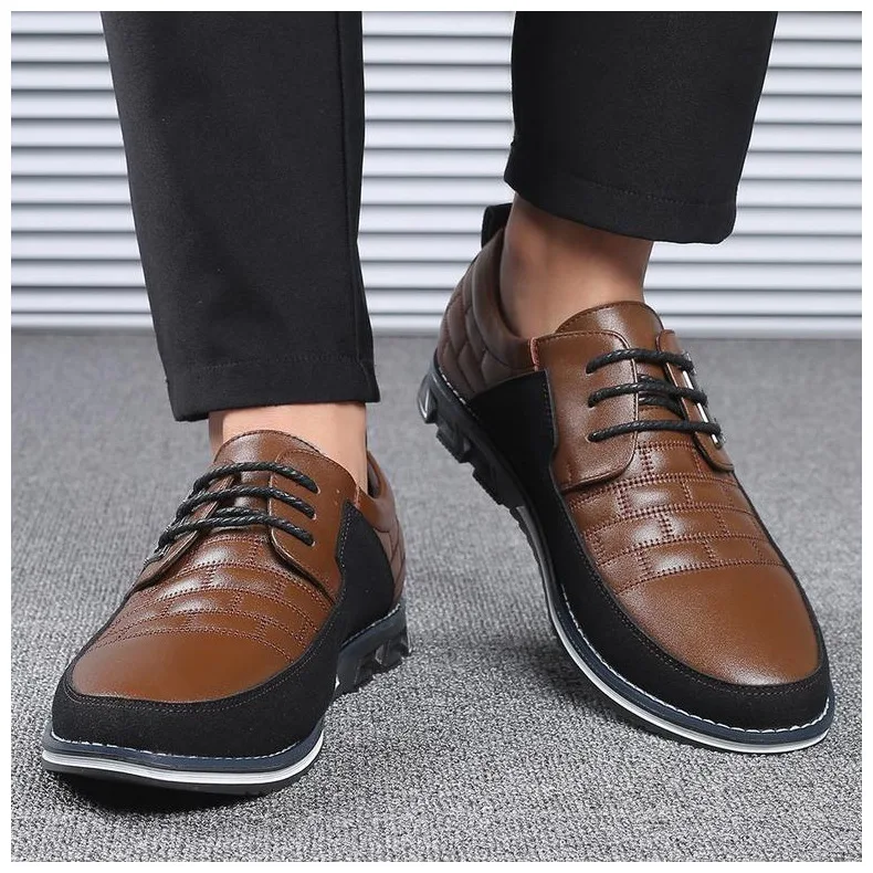 Plus Size 38-48 NEW Leather Men Casual Shoes Brand Mens Loafers Moccasins Breathable Slip On Lace Up Black Driving Shoes H444