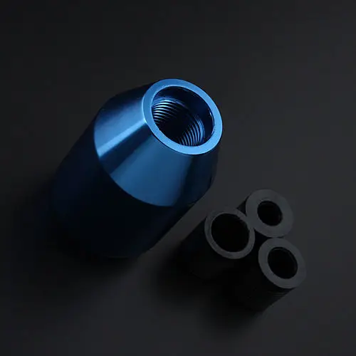 New 5 Speed Gear Shifter Knob Blue Aluminum Nob Racing Replace W/3 Adapter