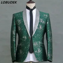 Мужской певец, модный тонкий костюм с принтом, пиджак для выступлений на сцене, Блейзер, пальто для свадьбы, Пиджаки для жениха, костюм для ночного клуба