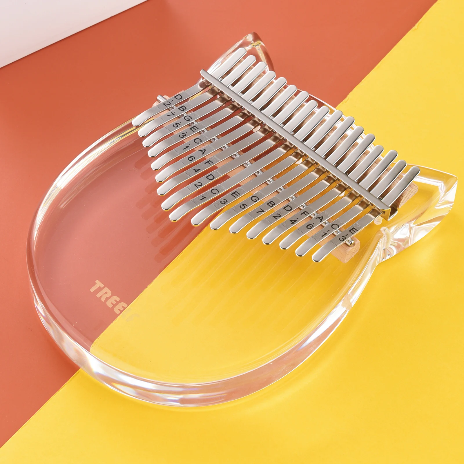 Instrumento de Teclado Kalimba de Acrílico de 17 Treelf Argolas Teclas Mbira Transparente - Image 3