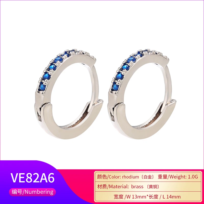 ZHUKOU 13x14mm one pair crystal hoop earrings for women jewelry DIY small earrings hooks jewelry accessories making model:VE82