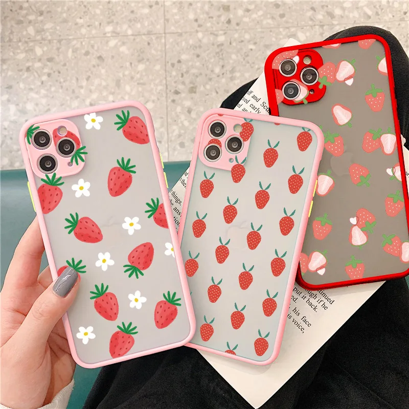 Vibrant Summer Fruit Shockproof Phone Case - Strawberry Design