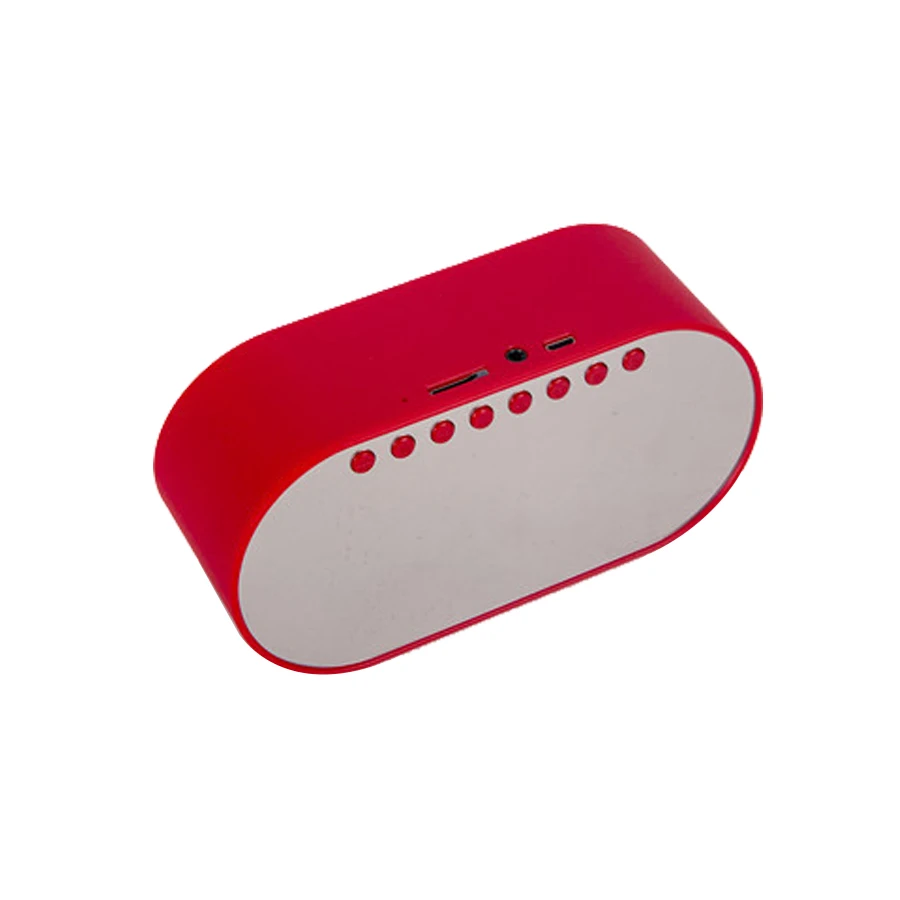 Ljowatn Bluetooth динамик с fm-радио светодиодный зеркальный будильник часы сабвуфер музыкальный плеер настольные часы беспроводные портативные - Цвет: Красный