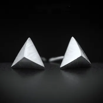 

earrings Tinny 6MM(0.23"INCH) Real. 925 Sterling Silver Geometric pyramid Triangle Post Stud Earrings New GTLE441