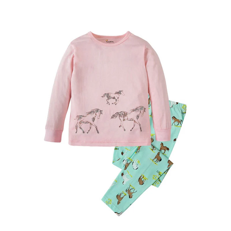 Пижамы с пандой для мальчиков и девочек, детское хлопковое ночное белье детская одежда для сна, детская одежда для дома, пижамы с животными для детей возрастом от 2 до 8 лет, единорог - Цвет: PW023