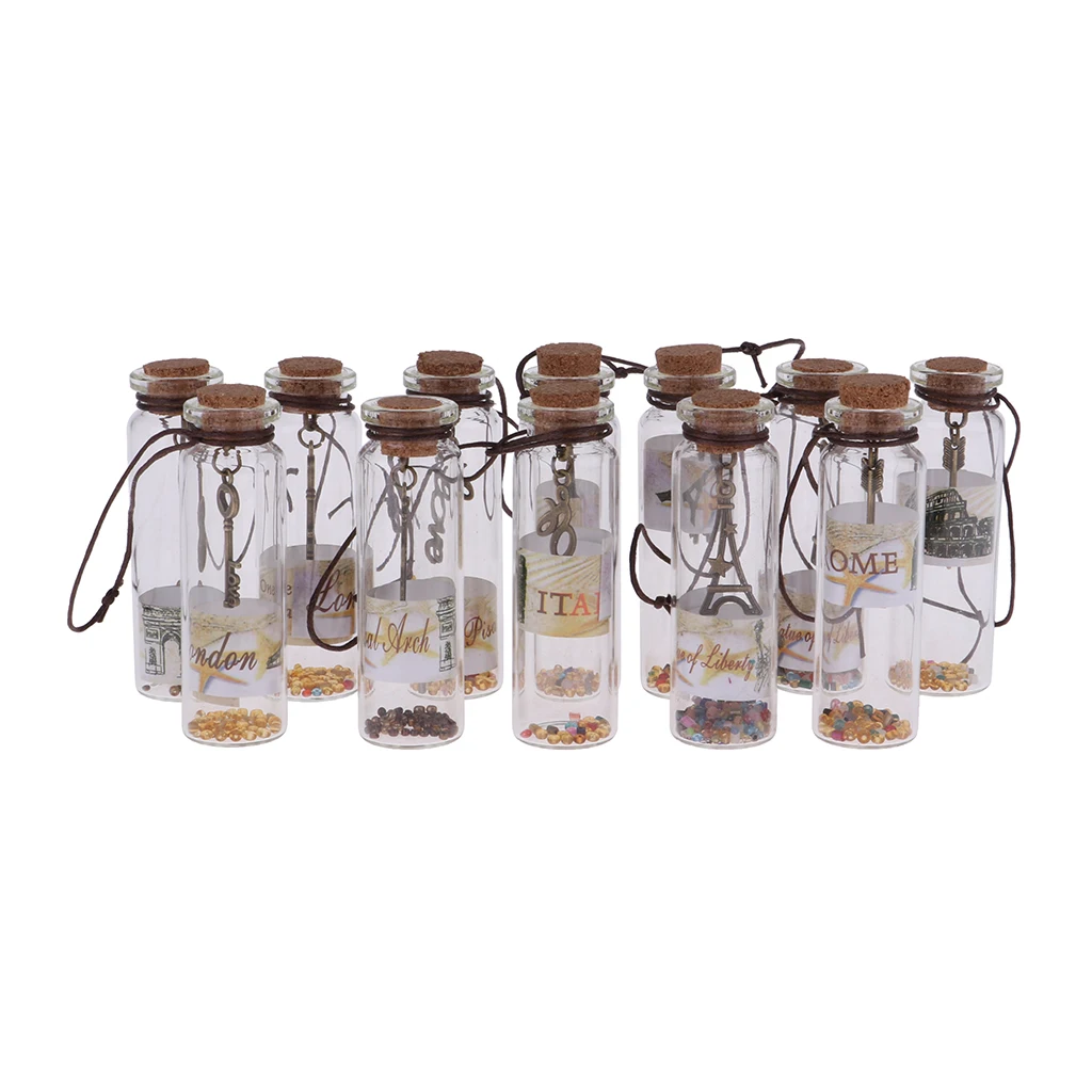 12 Pieces Empty Glass Wish Bottles Decoration Containers Mini Cheap Message Vials Ornaments Cork Stopper DIY Pendant Necklace