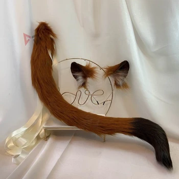 

New Handmade Work Twisted-Wonderland Cosplay Prop Leona Beast Lion Ears Hairbands Hairhoop Headwear Tail Set for Game Party