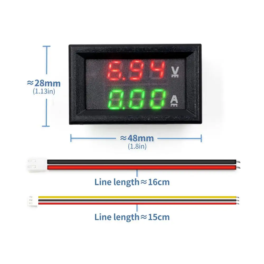 Мини цифровой вольтметр Амперметр постоянного тока 100 в 10 А Панель Ампер Вольт Напряжение измеритель тока тестер 0,2" синий красный двойной светодиодный дисплей