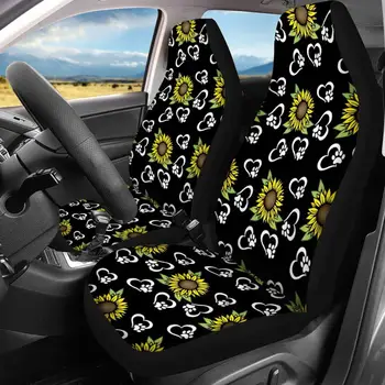 

INSTANTARTS Sunflower Paw Pattern Stylish Car Seat Covers Set Fit Most Vehicle Thick Universal Car Front Seat Covers Easy Clean