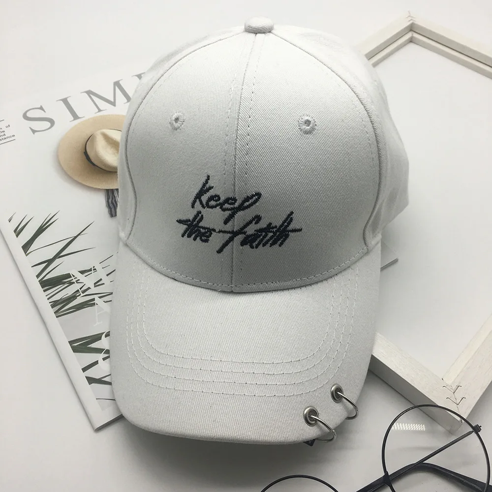 New letter Embroidered Baseball cap spring and summer men and women Korean version leisure fashion curved eaves duck tongue cap - Цвет: Черный
