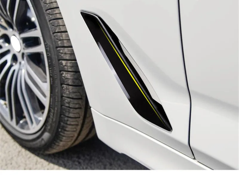2PCS/set Car Out Side Vent Air Flow Outlet Sticker Decoration For BMW G30 G38 New 5 Series 2017 2018 Fender Wind Port Cover Trim