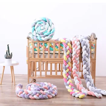 

2M/3M Baby Bed Bumper Four Braid Baby Cot Bumper Crib Protector Pillow Cushion for Boys Girls cuna para bebe Gift