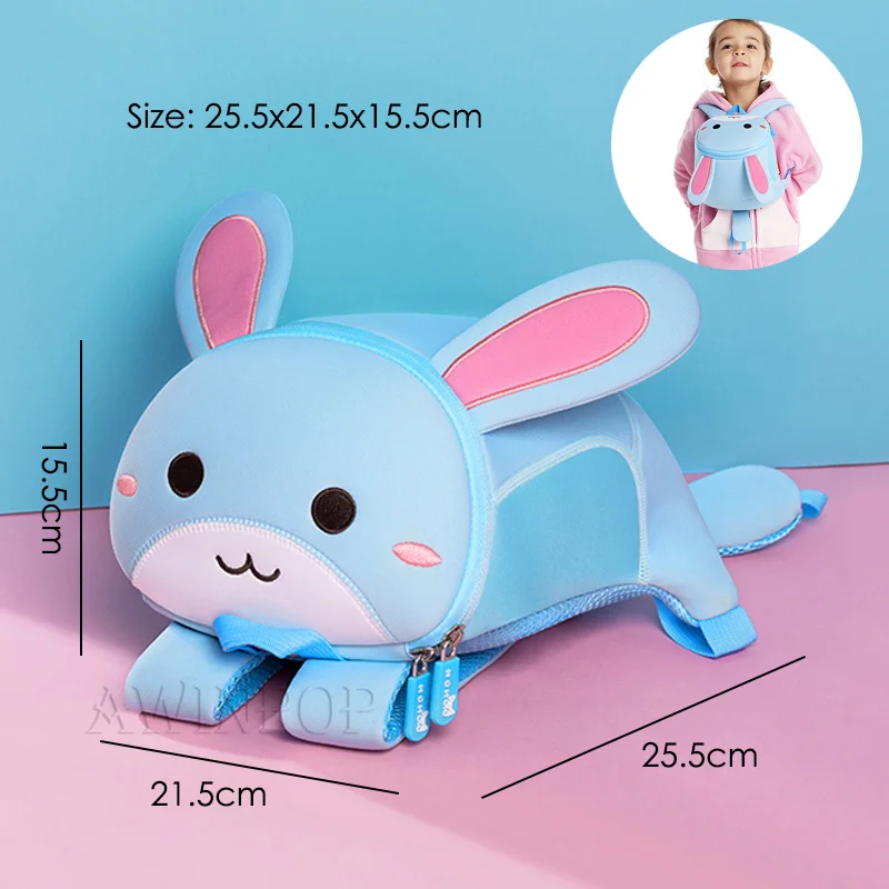 Blue Rabbit-medium Детские школьные сумки с 3D рисунком розового кролика для девочек и мальчиков; детские школьные рюкзаки для малышей; Детские рюкзаки для животных; Mochila Escolar - Цвет: Blue Rabbit-medium