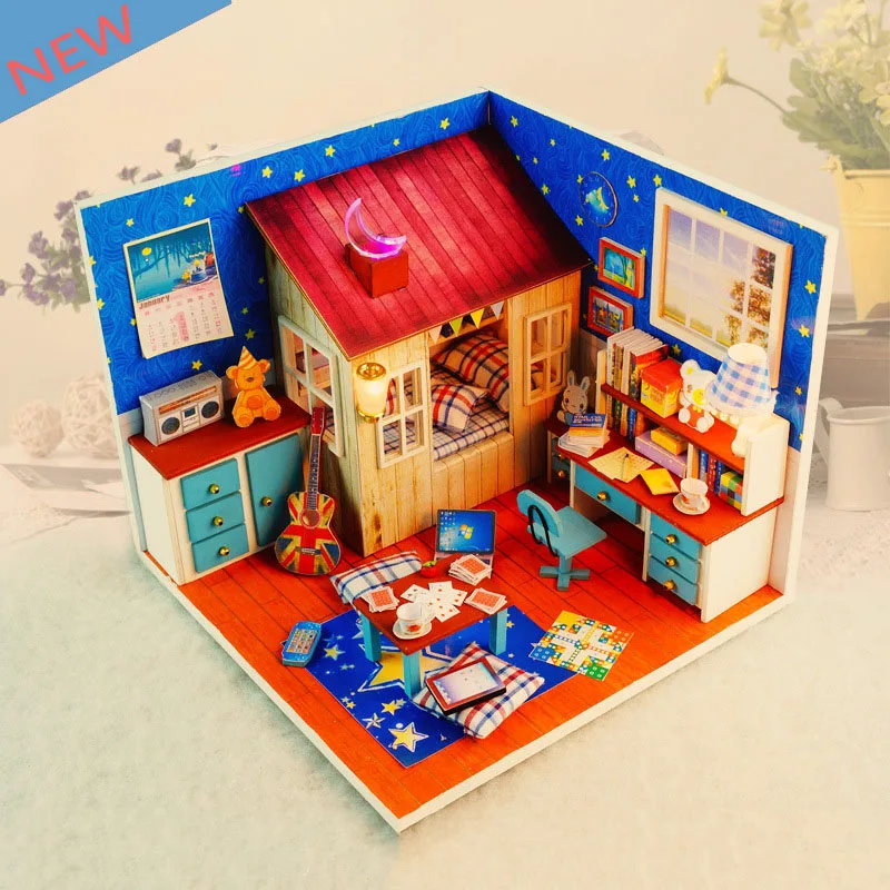 Сборные Diy игрушки для кукольного домика деревянные миниатюрные кукольные