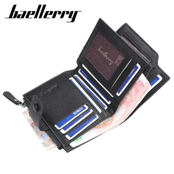 

2020 DESIGN Business Men Wallets Card Holder Short Desigh Zipper Men Leather Purse Solid Coin Pocket High Quality Male Purse