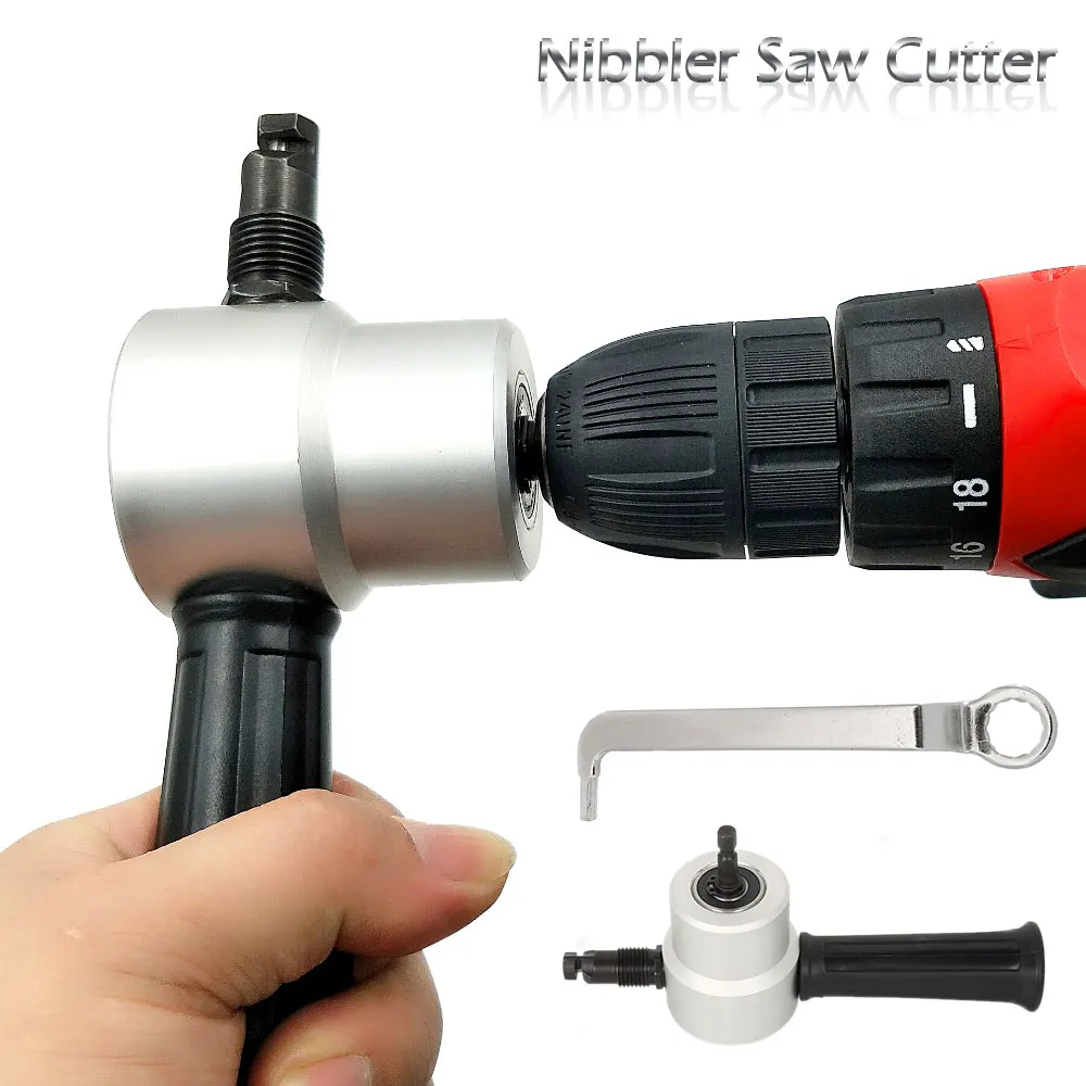 

Double Head Cutter Holder Double Head Sheet Metal Sheet Cutter Drill Attachment with Wrench Workshop Tool Accessories Hand Tools