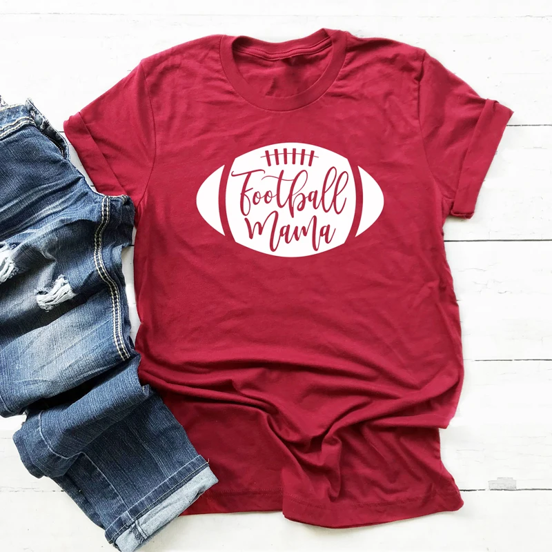 

Funny Summer Football Mama Graphic T-shirt Fashion Women Crewneck Tumblr Mom Life 100%Cotton Tee Top Casual Game Day Gift Tshirt
