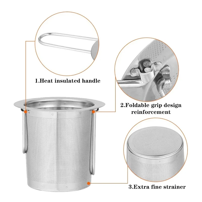 Long Handle Tea Infuser Basket Stainless Steel Mesh Loose Leaf Strainer Filter For Teapot Accessories