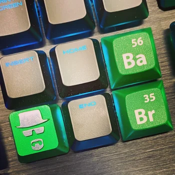 

2pcs DSA Breaking Bad Design Br Ba Keycaps For Cherry MX Switch Mechanical Gaming Keyboard Key Cap Replacement Green SP Cap