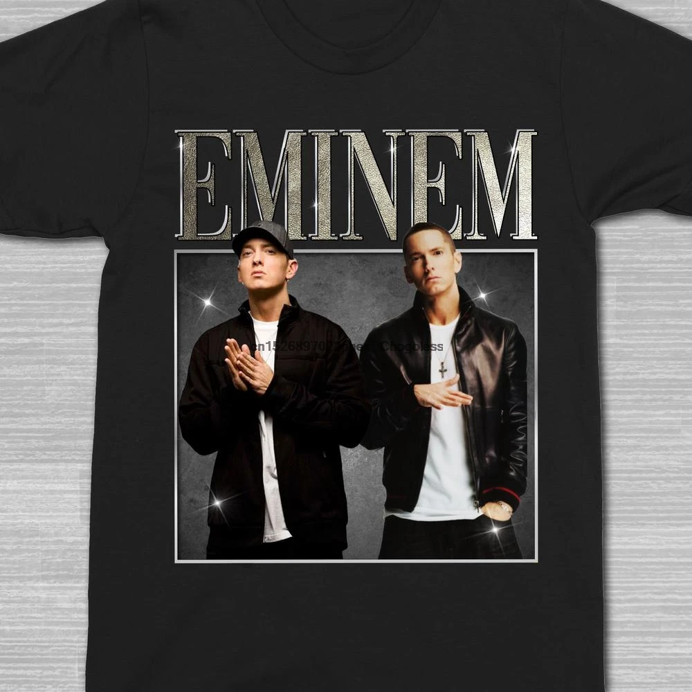 Рубашка рэпер Eminem в стиле хип-хоп 90-х винтажная с круглым вырезом подарок на день
