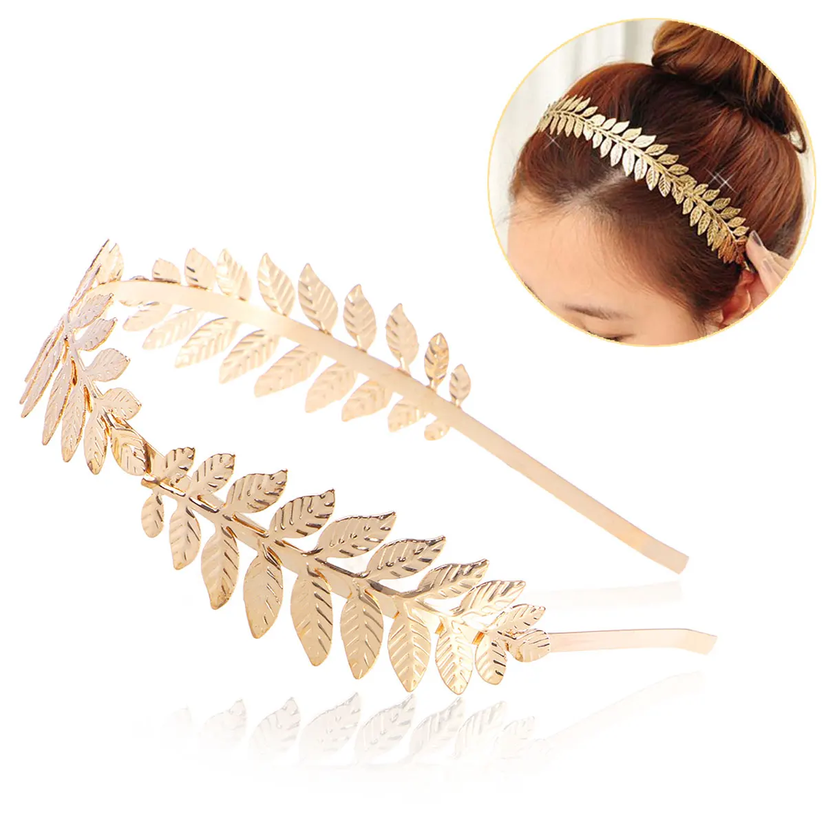 

Roman Goddess Leaf Branch Dainty Bridal Hair Crown Head Dress Bohemia Alice Band (Gold)