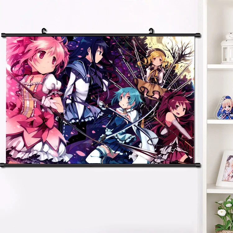Mahou Shoujo Madoka Magica HD Print Anime Wall Poster Scroll Room Decor 