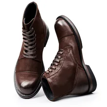 Мужские мотоциклетные ботинки martin из натуральной кожи в стиле ретро; мужские ковбойские ботинки с высоким берцем в винтажном стиле; кожаные ботинки в стиле милитари; обувь для пустыни