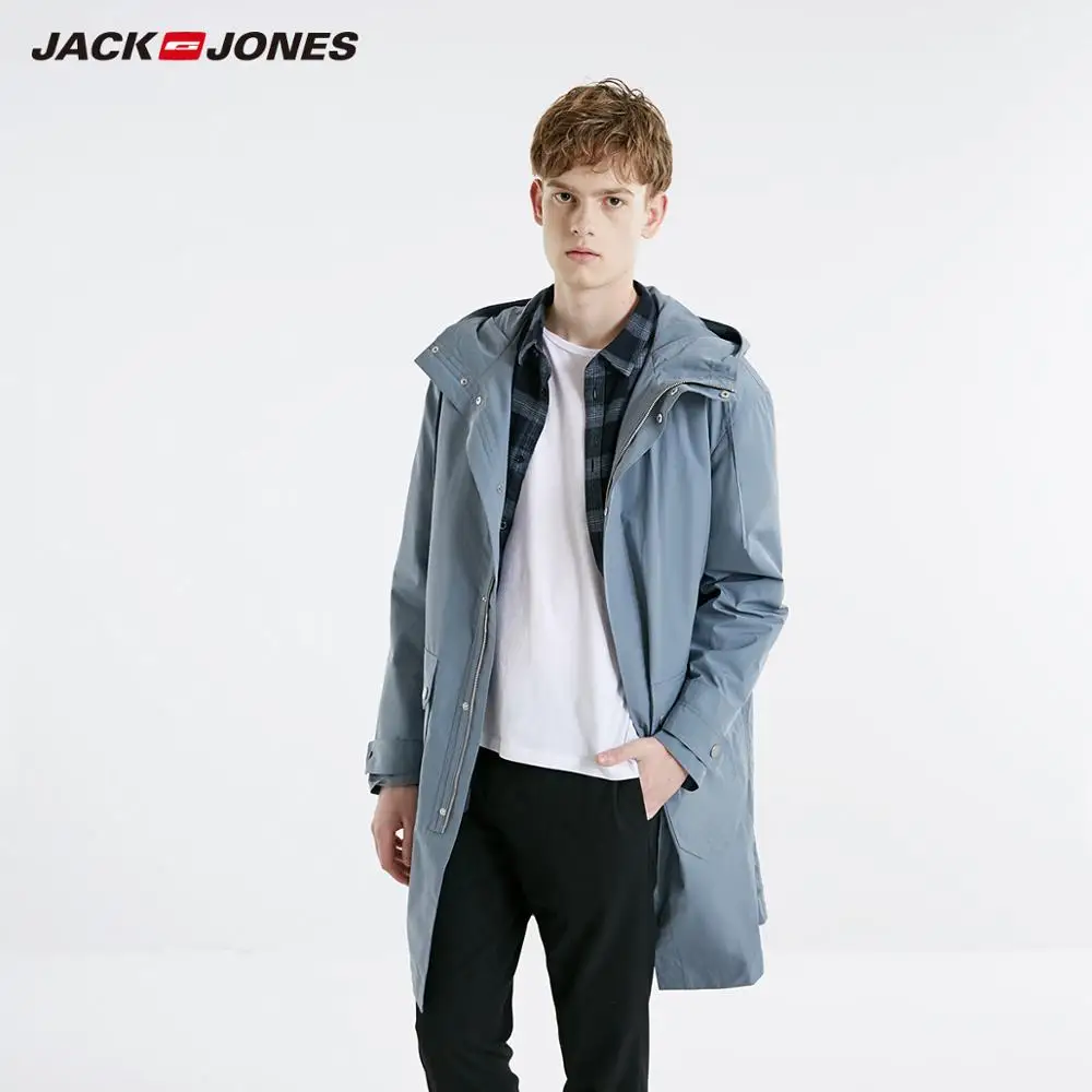 Jack Jones Мужская осенняя и зимняя парка пальто длинная куртка Тренч пальто мужская одежда 219109502 - Цвет: AQUA