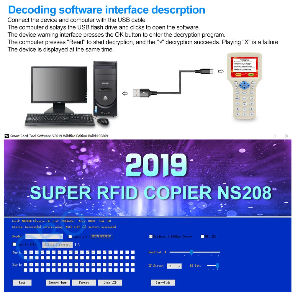 NFC Smart 10 Частота RFID Копир/Писатель/ридер/Дубликатор 125 кГц 13,56 МГц USB программист брелок считыватель карт UID декодер
