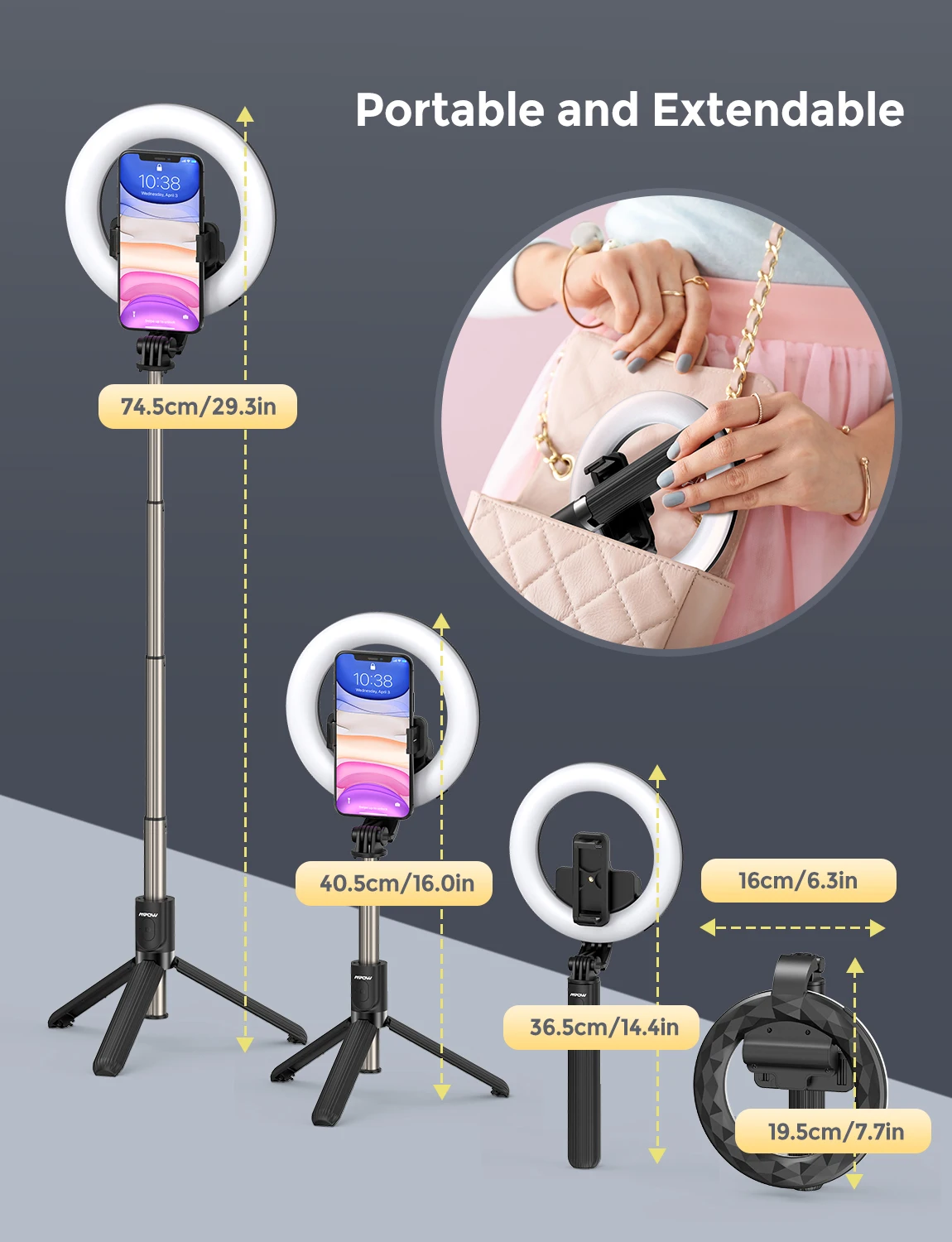 Selfie Stick Ring Light Tripod Phone Holder