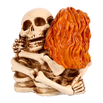 

1Pc Resin Skeleton Scary Chic Figurine Ornament Statue Hugging Skull