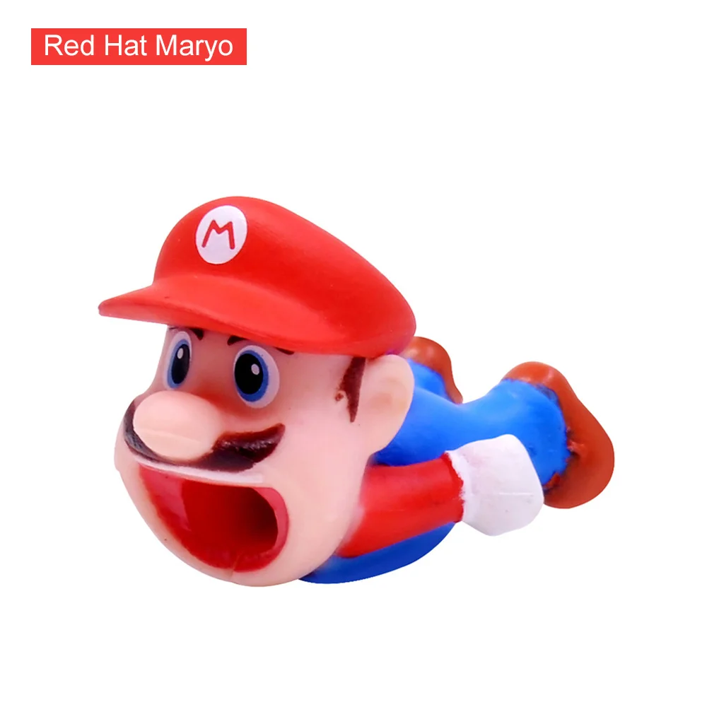 Red Hat Maryo CHIPAL укусов животных кабель протектор цельный мультфильм для iPhone USB зарядное устройство провода моталки шнур данных зарядки Организатор укус - Цвет: Red Hat Maryo