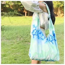 Цветная красящая холщовая Экологичная для шоппинга с ручкой сумка через плечо большая емкость CYB30